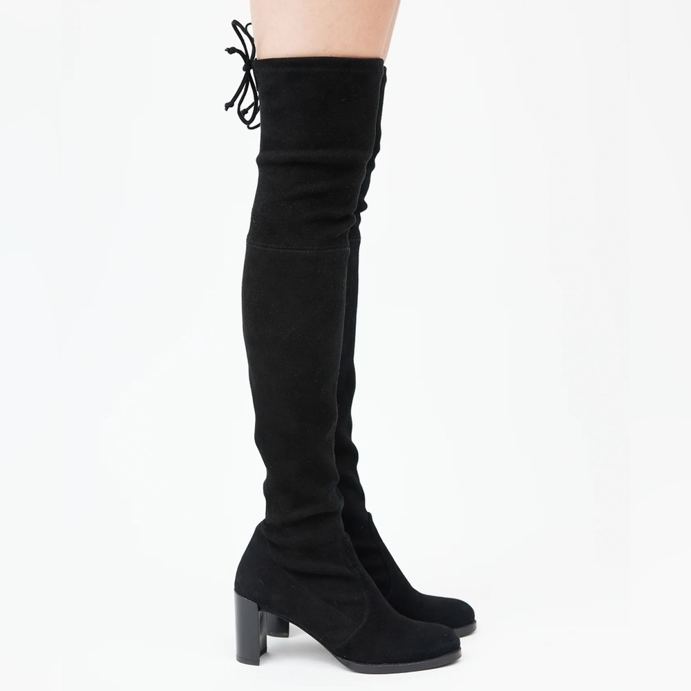 Stuart Weitzman Black Over-the-Knee Suede Boots - Picture 4 of 15